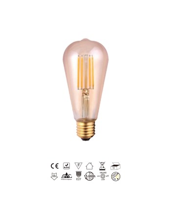 BOMBILLA LED VINTAGE AMBAR  ST64 - E27 – 6,5W - 2200K